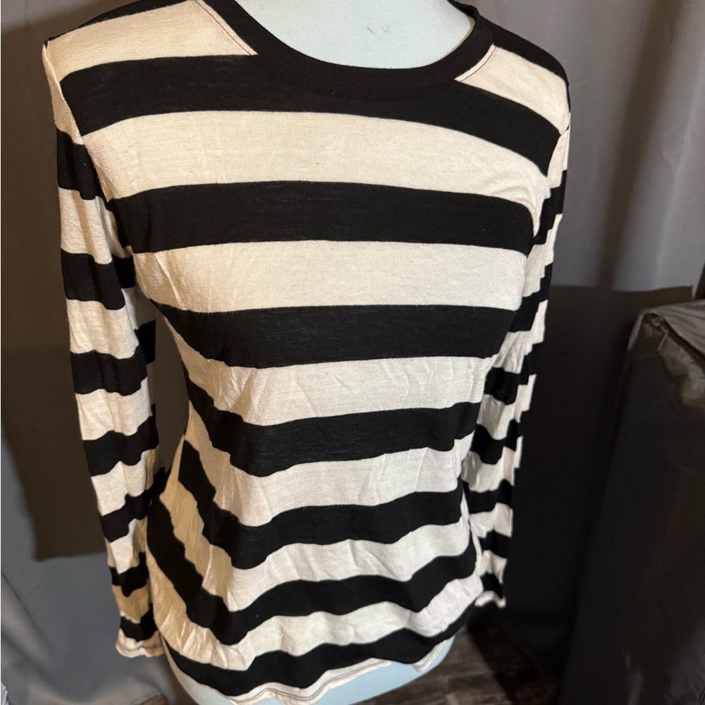 Element Black and Cream Striped Long Sleeve Top